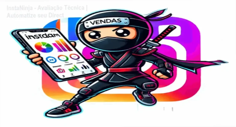 Interface do software InstaNinja automatizando respostas no Direct do Instagram