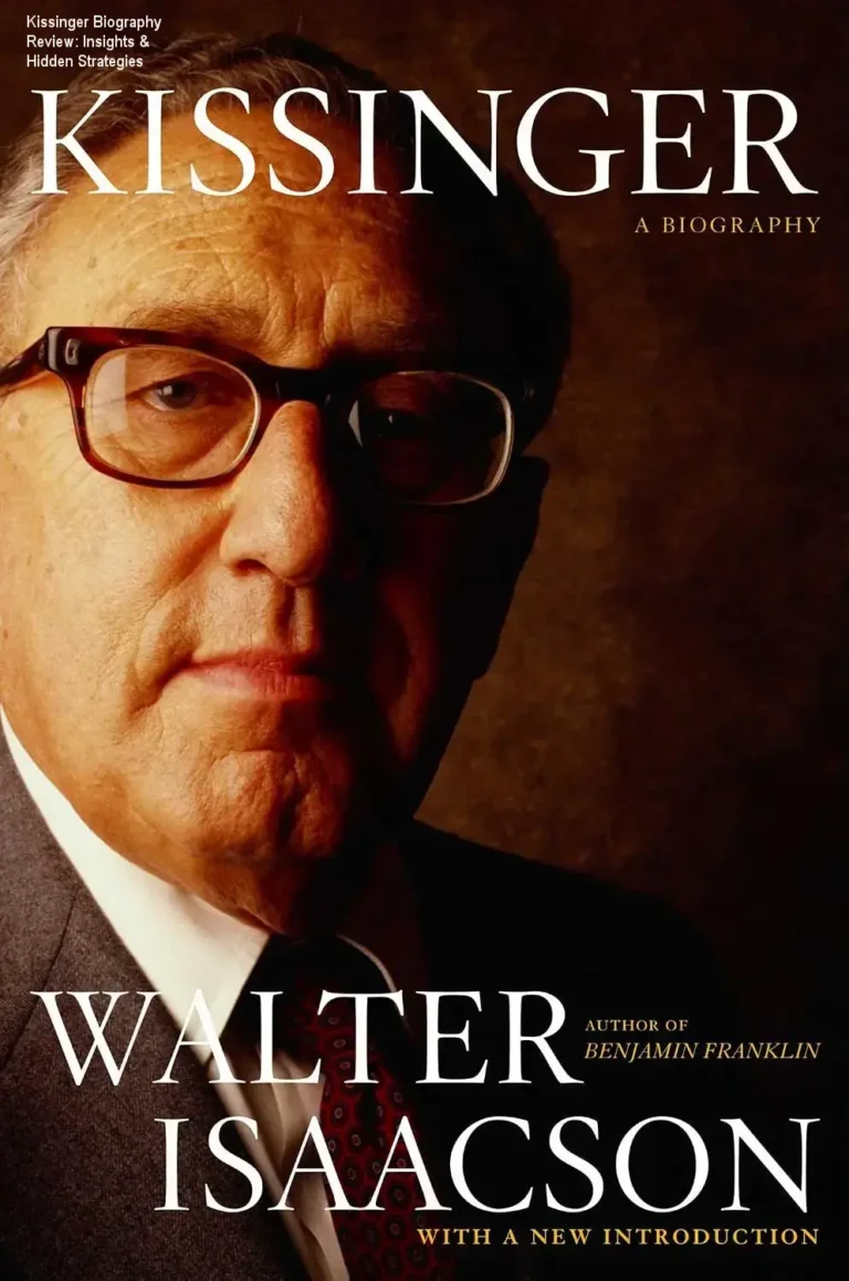 Cover of Kissinger biography by Walter Isaacson showing author portrait and book title