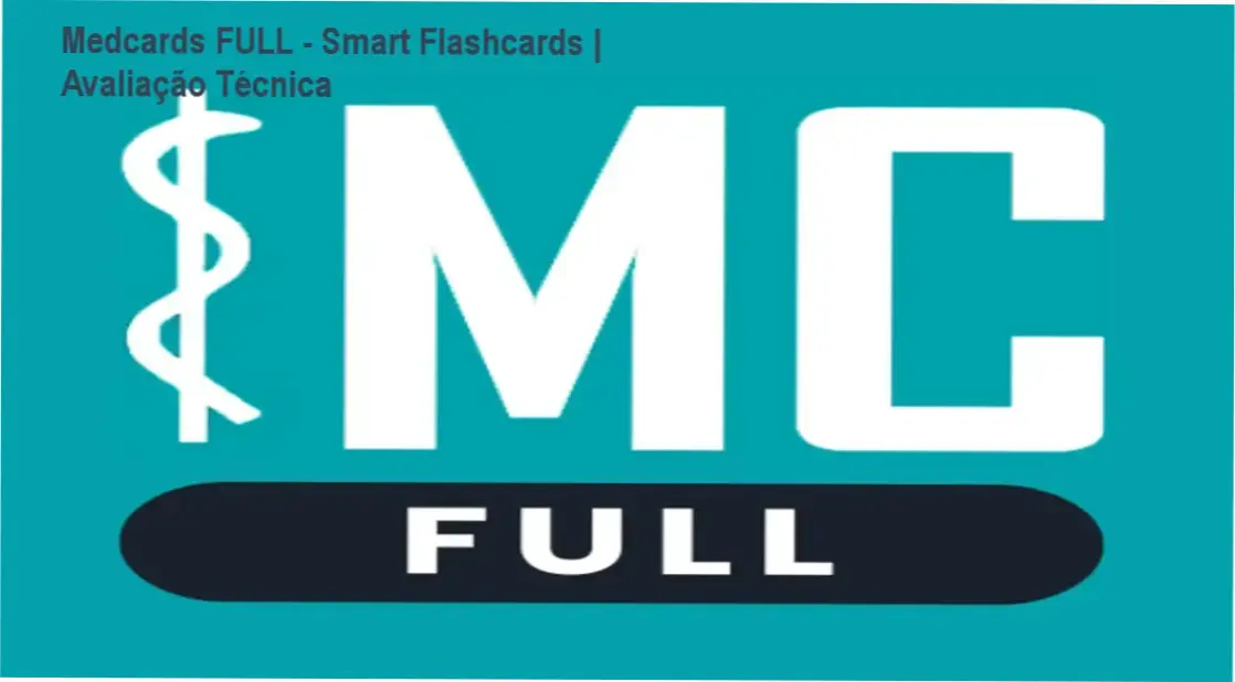 Interface do aplicativo Medcards FULL exibindo flashcards médicos em um tablet.