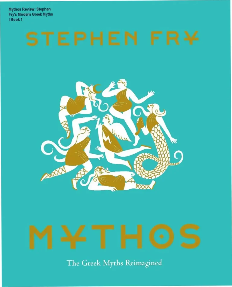 Cover art of Mythos book featuring modern retelling of Greek myths by Stephen Fry