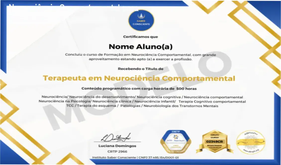 Capa do curso de Neurociência Comportamental voltado para terapeutas do Instituto Saber Consciente.