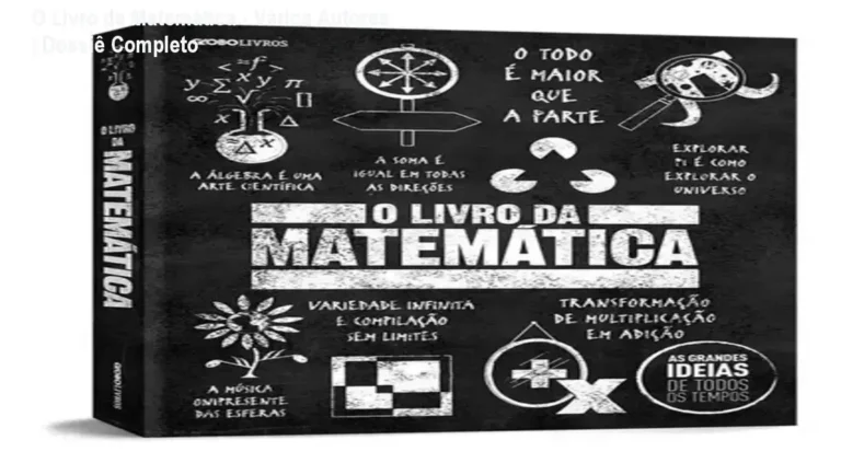 Capa do livro O Livro da Matemática com infográficos detalhando a história da matemática