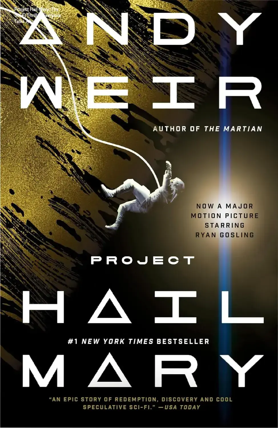 Cover of Project Hail Mary novel showing astronaut in space with Earth backdrop