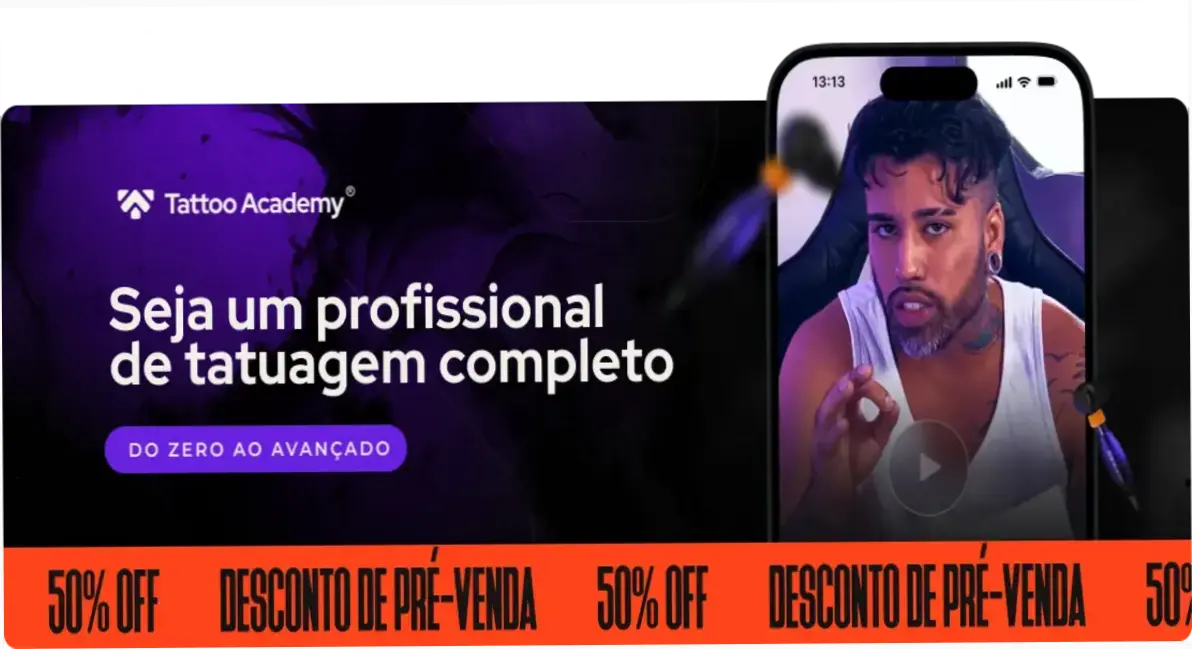 Material didático e equipamentos de tatuagem para treinamento profissional