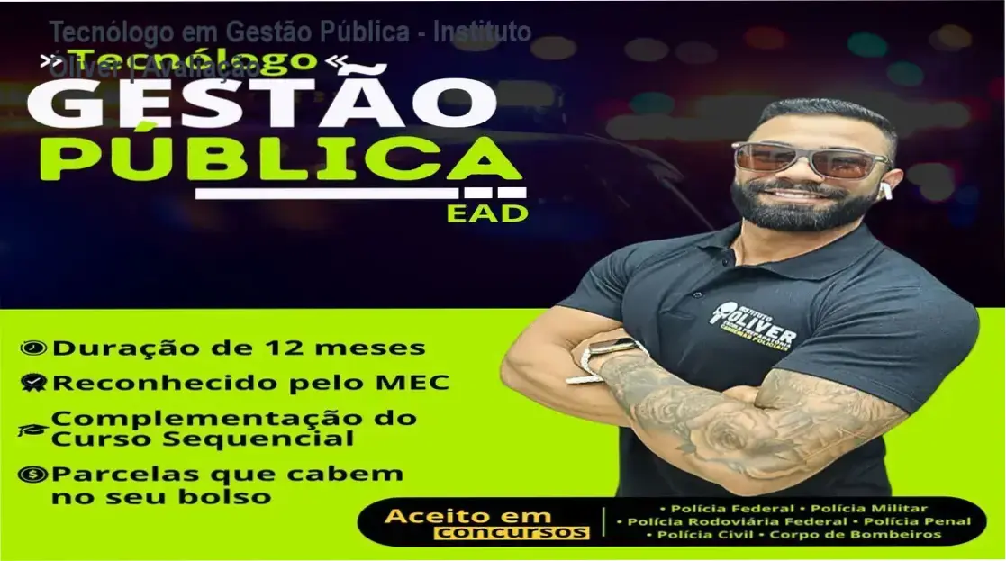 Representação digital do curso de Tecnólogo em Gestão Pública do Instituto Óliver focado em concursos públicos