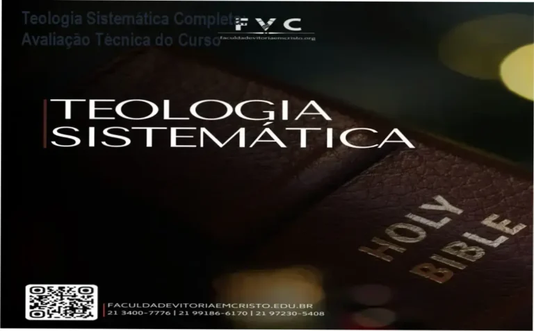 Página do curso Teologia Sistemática Completa Online da Faculdade Vitória em Cristo mostrando módulos e aulas ao vivo