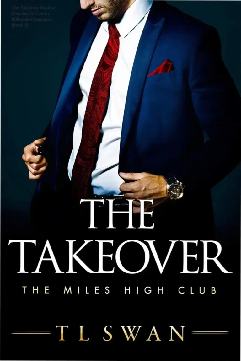 Kindle edition cover of The Takeover by T L Swan showing a handsome businessman and a determined woman in a tense romantic standoff