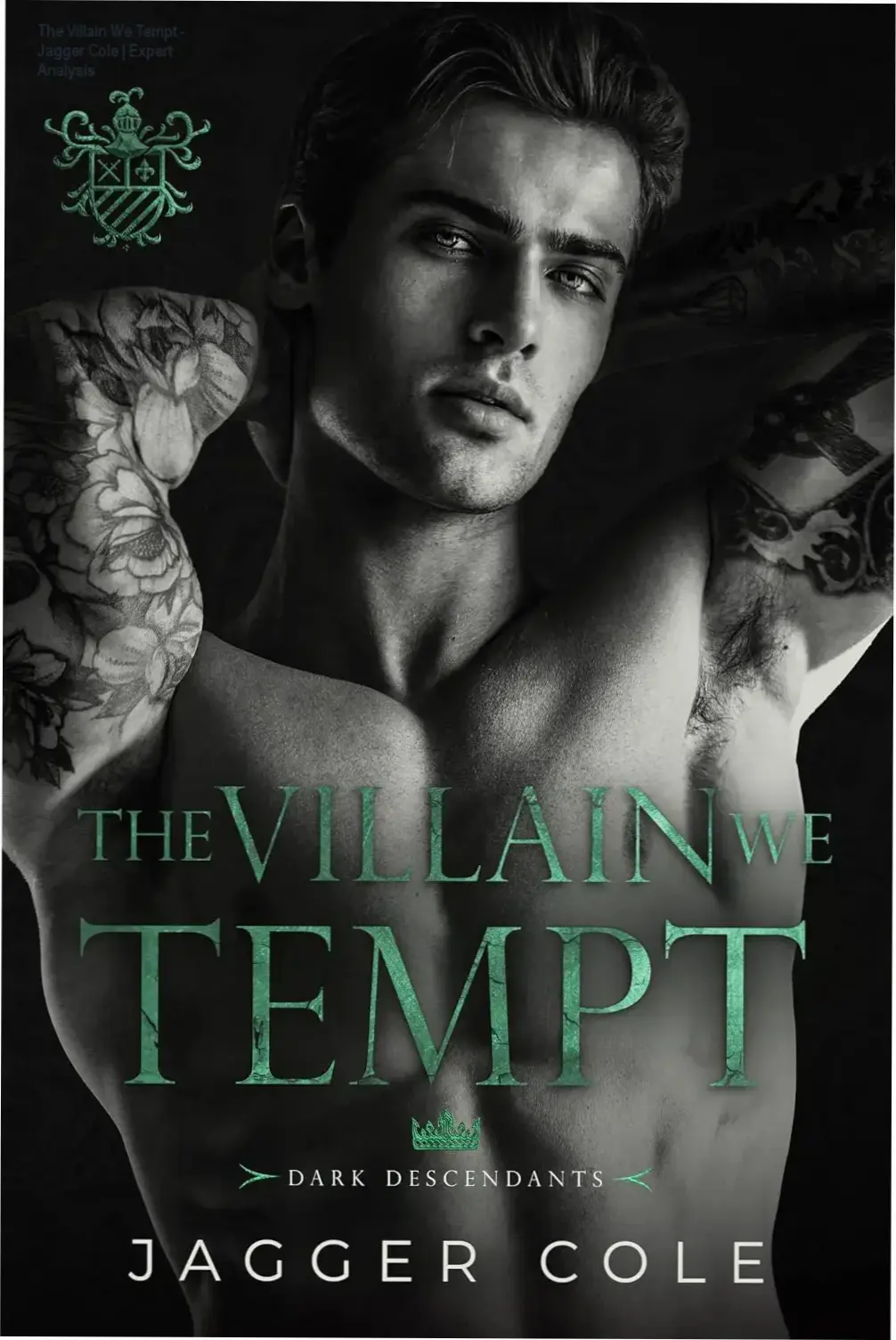 Book cover of The Villain We Tempt by Jagger Cole featuring a dark college romance theme