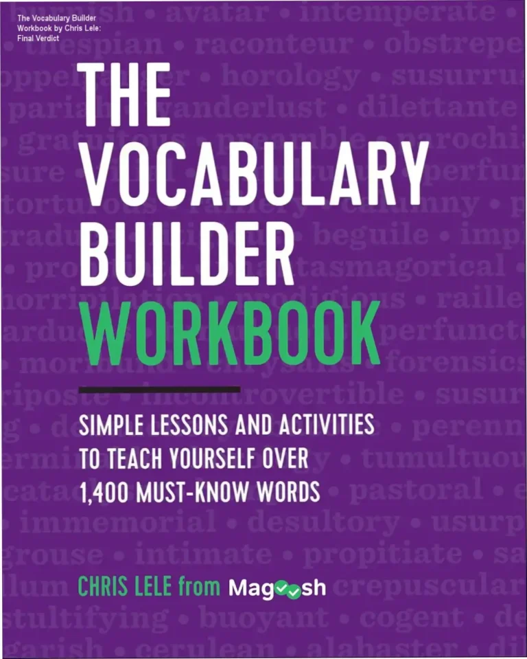 Cover of The Vocabulary Builder Workbook by Chris Lele for vocabulary expansion