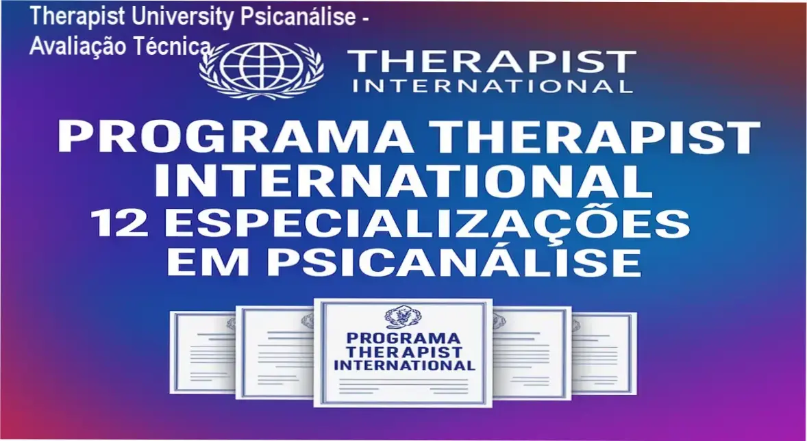 Representação visual do programa de especialização internacional em psicanálise clínica da Therapist University com certificados digitais
