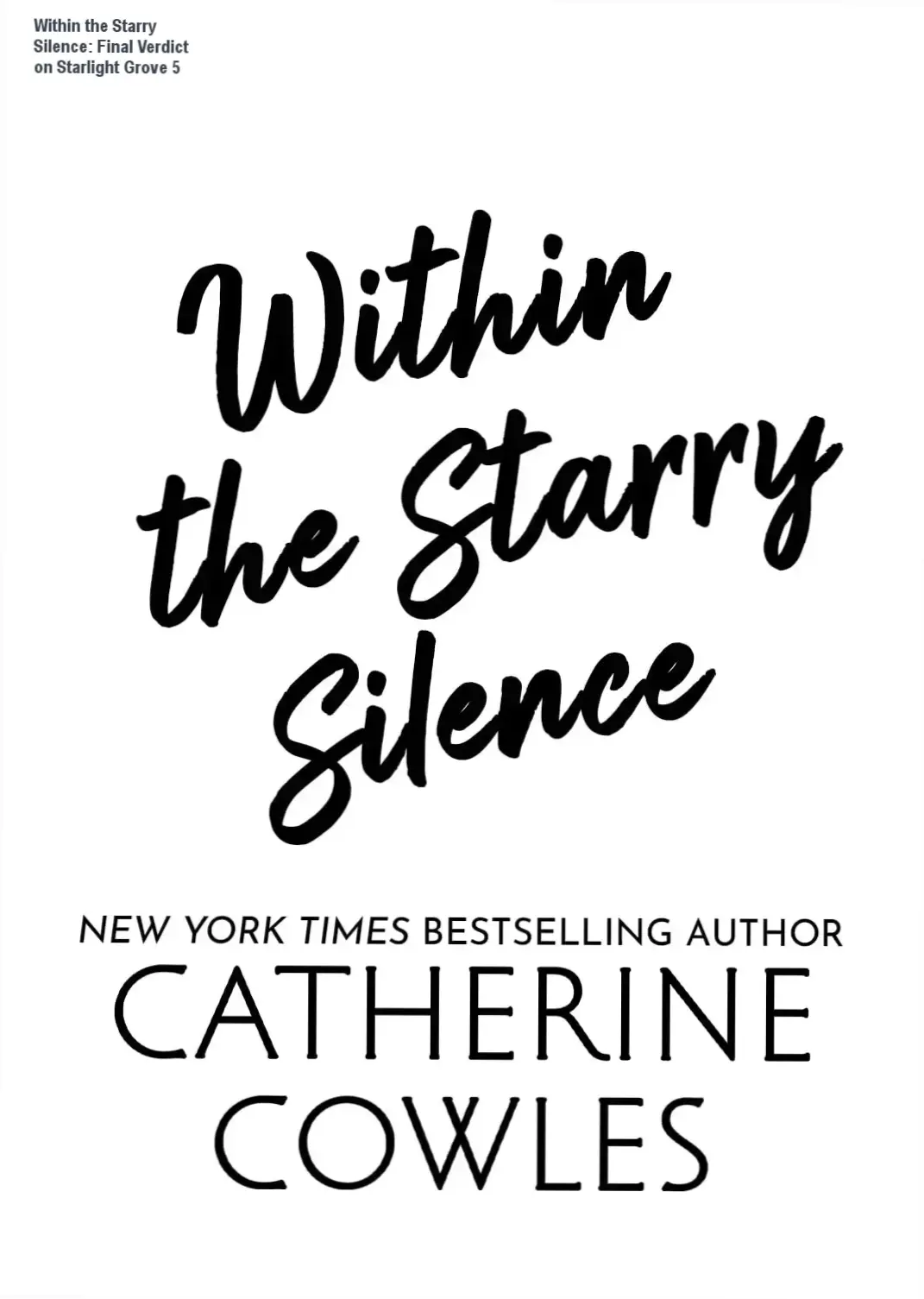 Ebook cover of Within the Starry Silence by Catherine Cowles displayed on a digital reader