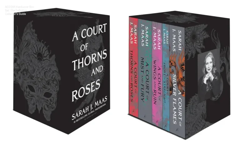 The complete A Court of Thorns and Roses hardcover box set by Sarah J. Maas displayed on a shelf