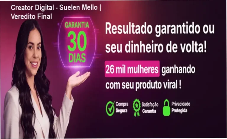 Interface do curso Creator Digital de Suelen Mello para empreendedorismo feminino