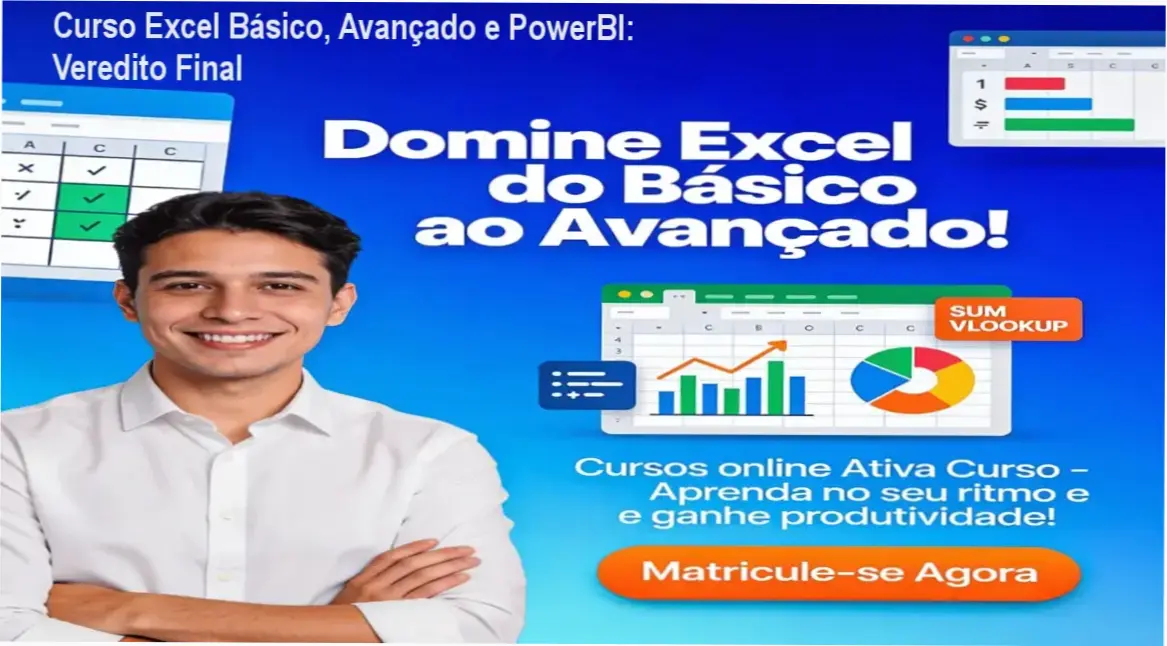 Interface do curso de Excel Básico e Avançado com PowerBI da Ativa Curso