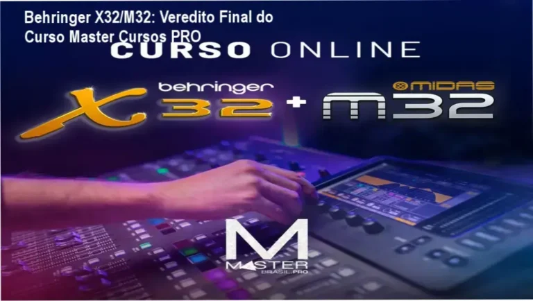 Operador de áudio configurando a mesa digital Behringer X32 em evento profissional
