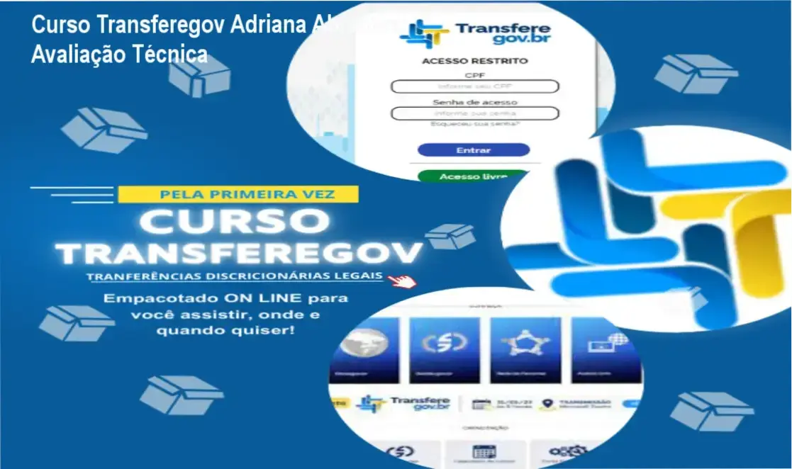 Interface do Curso Transferegov de Adriana Abrantes para gestão de convênios federais