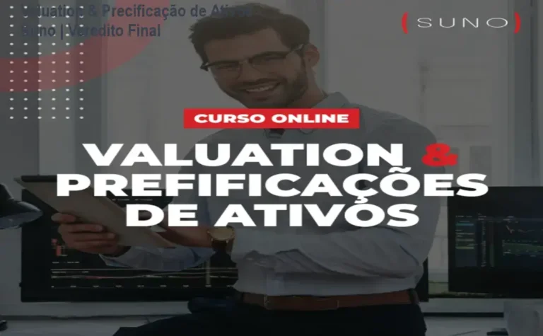 Interface do curso de Valuation e Precificação de Ativos da Suno Research com gráficos de análise fundamentalista