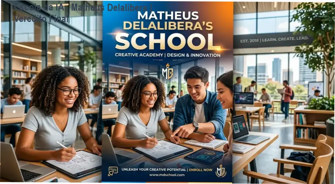 Interface do curso Escola da IA de Matheus Delalibera focado em monetização com vídeos
