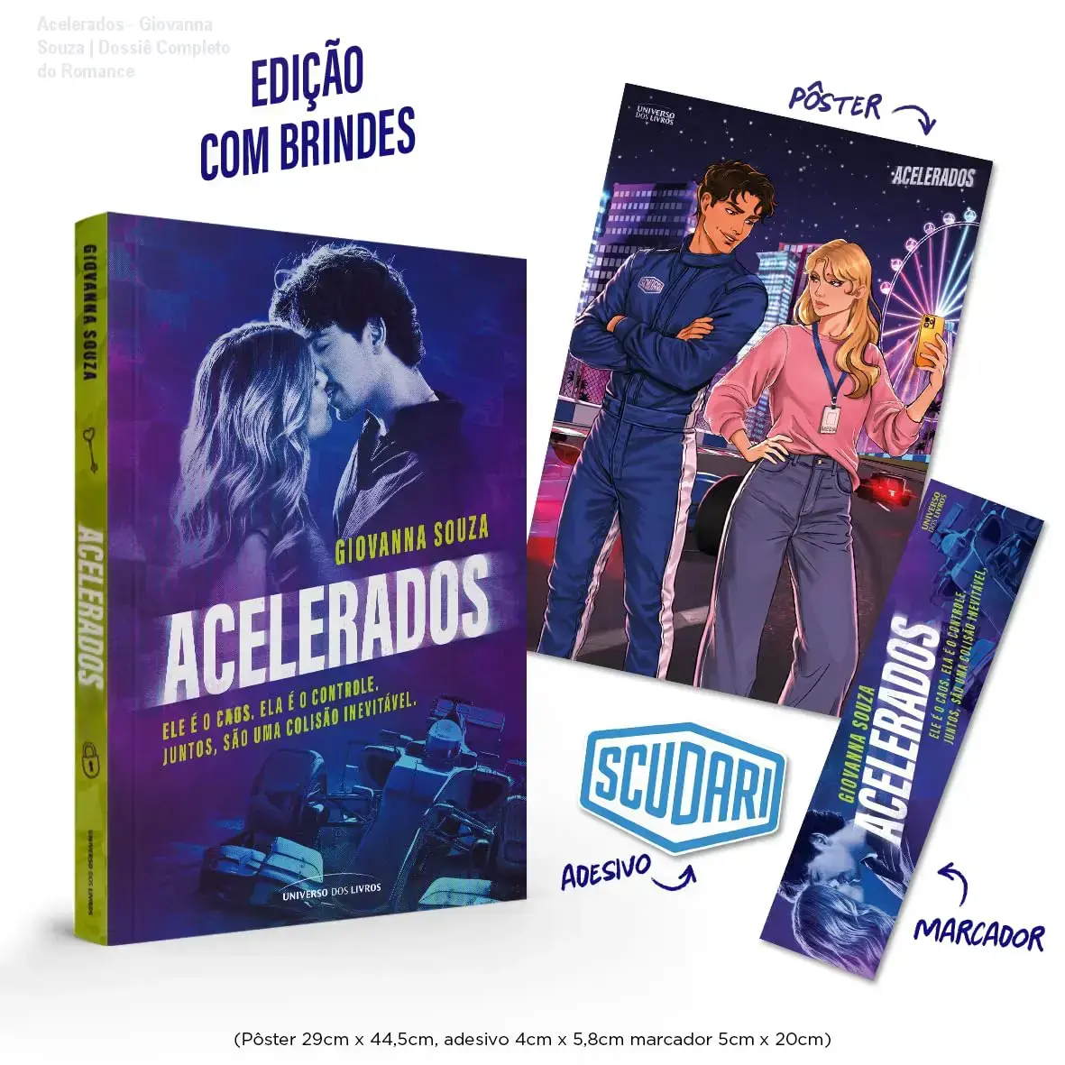Capa do livro Acelerados de Giovanna Souza, romance temático de Fórmula 1