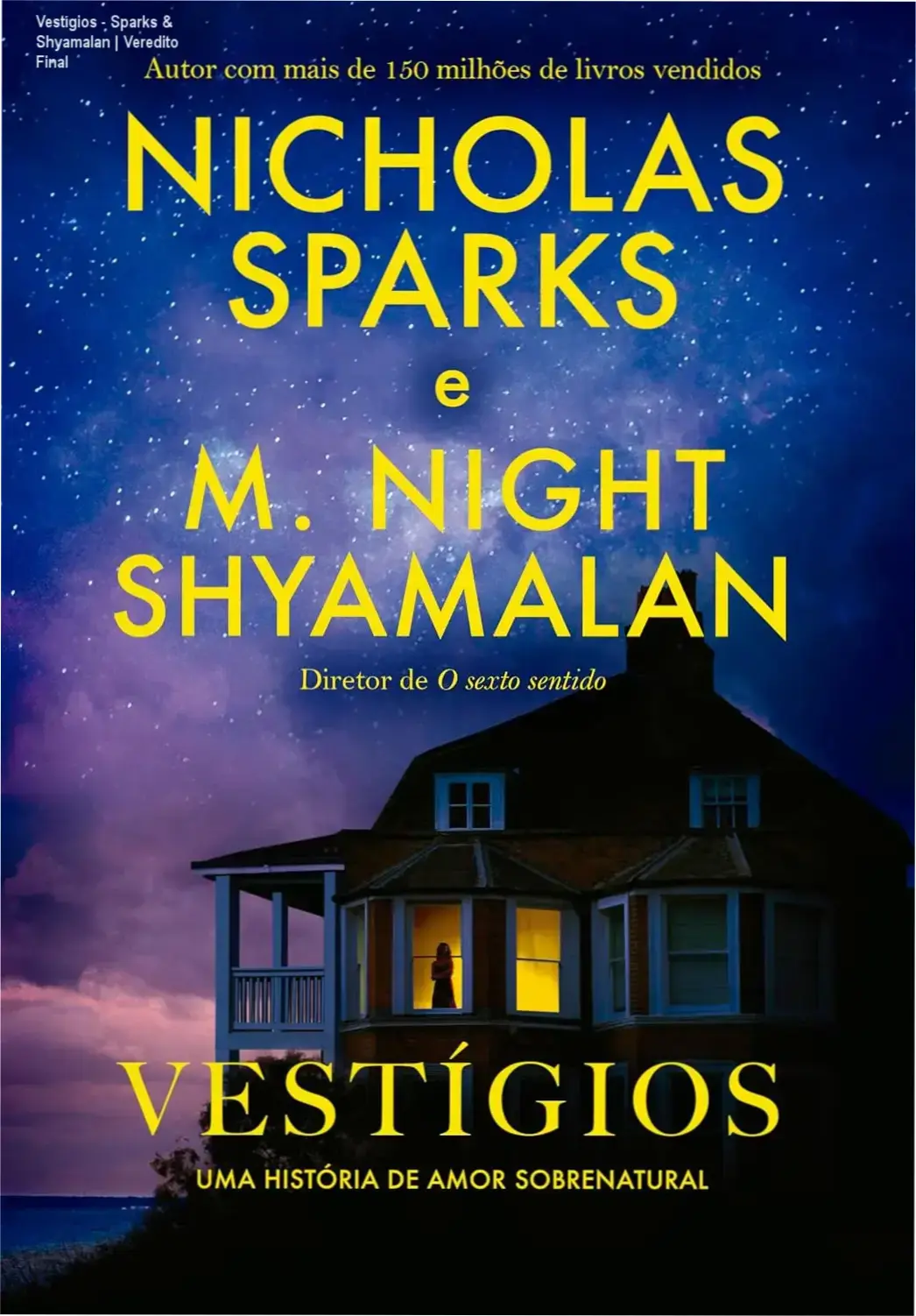 Capa do livro Vestígios de Nicholas Sparks e M. Night Shyamalan