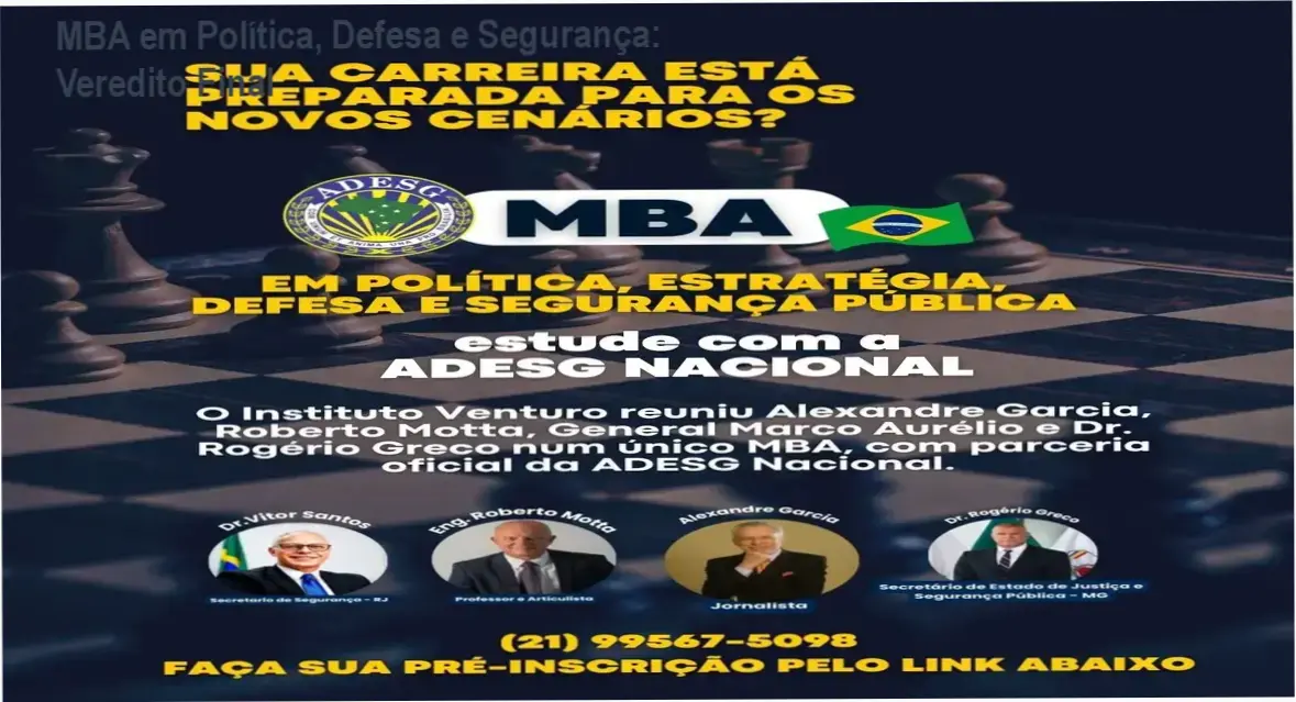 Materiais didáticos e certificação do MBA em Política, Estratégia, Defesa e Segurança Pública