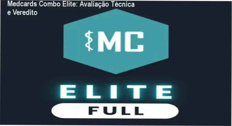 Interface da plataforma Medcards Combo Elite com flashcards adaptativos para medicina