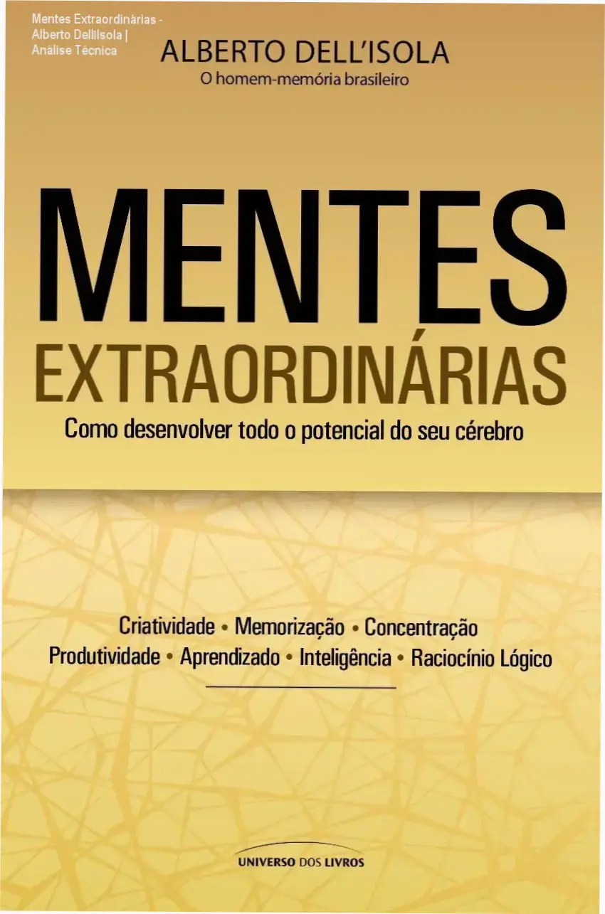 Capa do livro Mentes Extraordinárias de Alberto Dell’Isola focado em alta performance cerebral