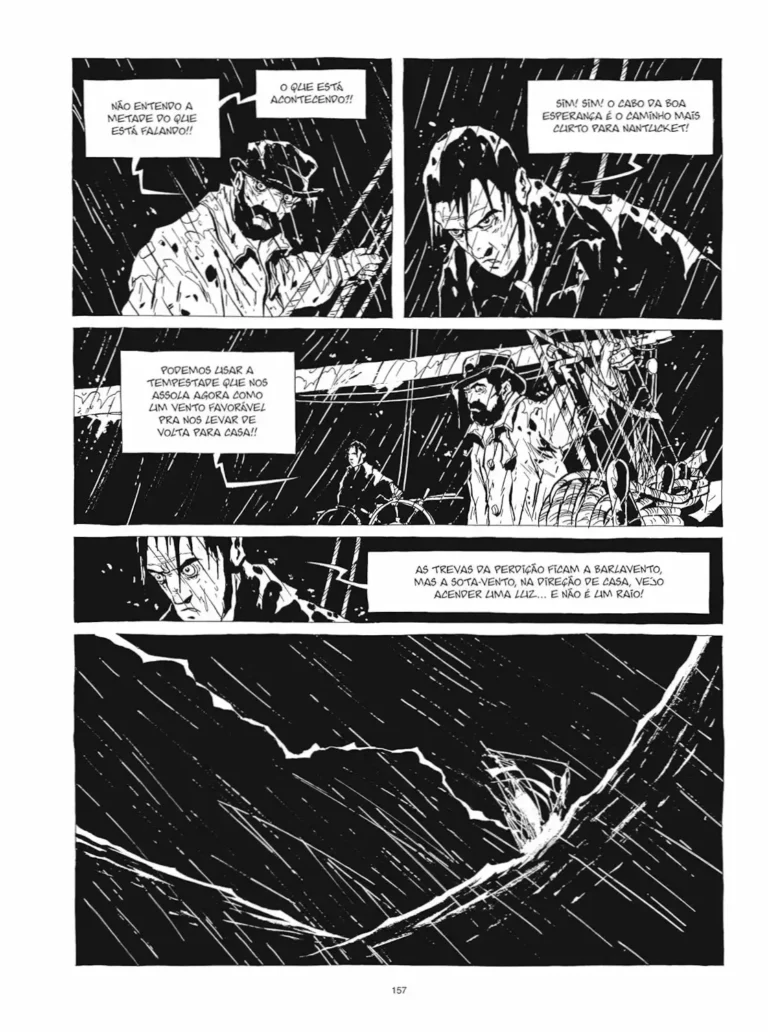 Capa dura da adaptação em quadrinhos de Moby Dick ilustrada por Christophe Chabouté