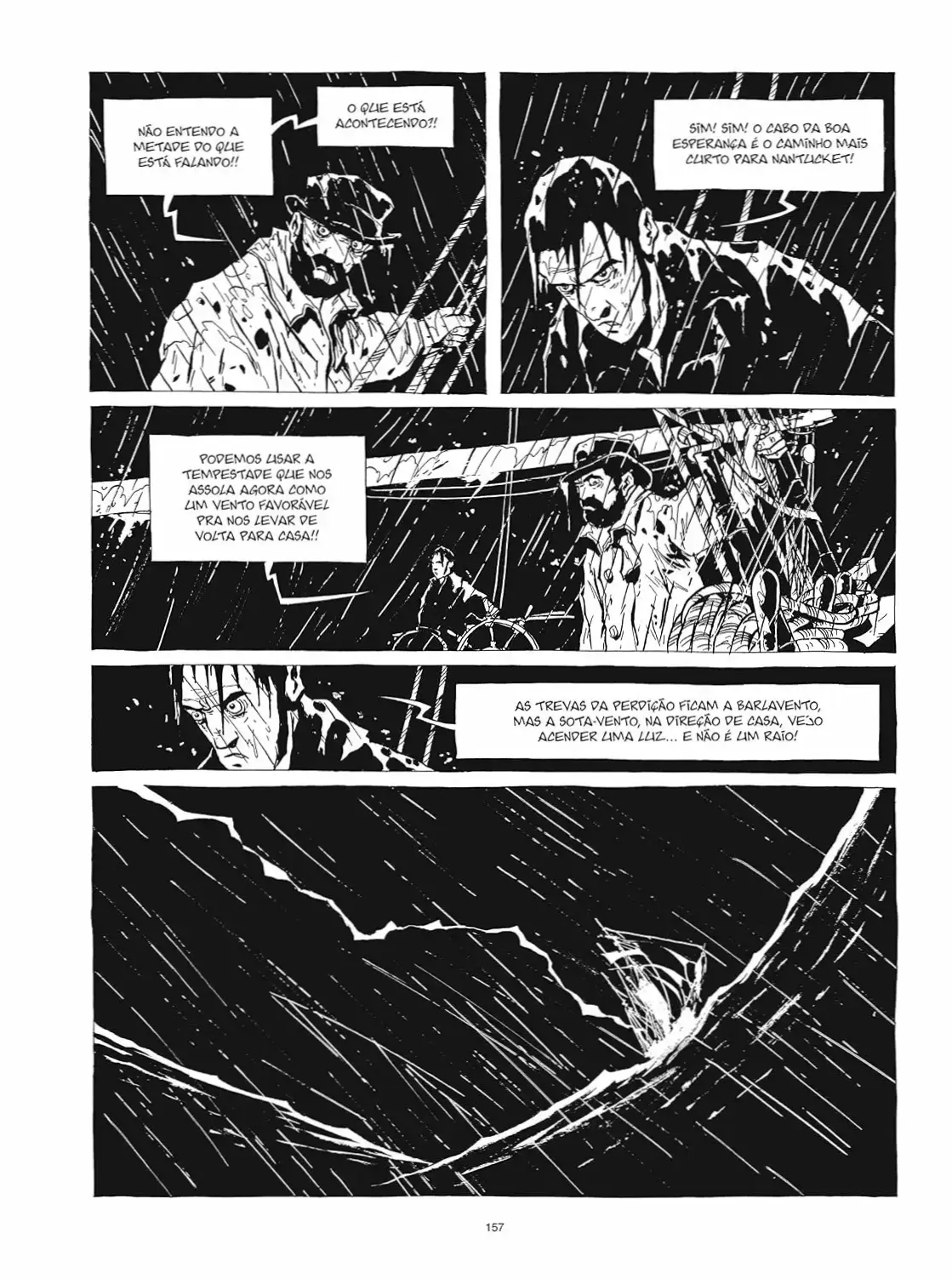 Capa dura da adaptação em quadrinhos de Moby Dick ilustrada por Christophe Chabouté