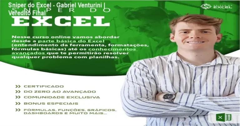 Curso Sniper do Excel de Gabriel Venturini com foco em dashboards e automação