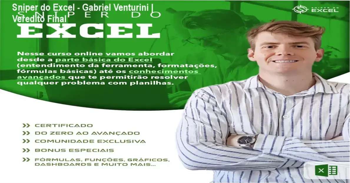 Curso Sniper do Excel de Gabriel Venturini com foco em dashboards e automação