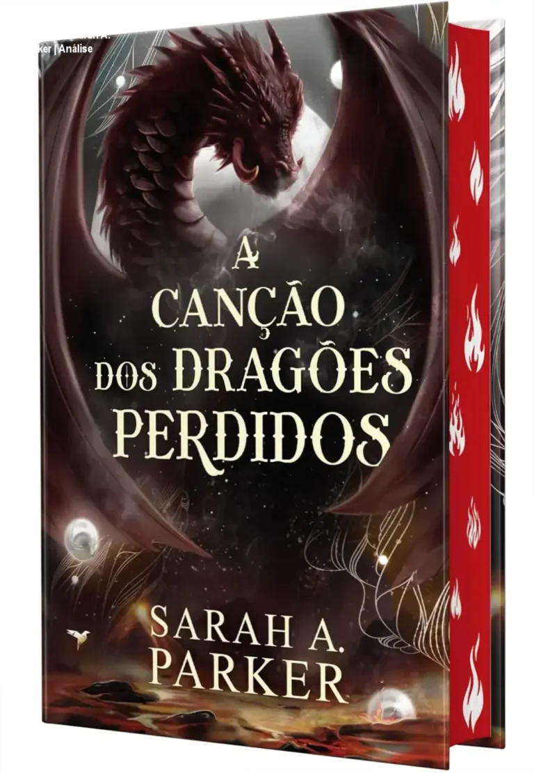 Capa dura do livro A Canção dos Dragões Perdidos de Sarah A. Parker com pintura trilateral