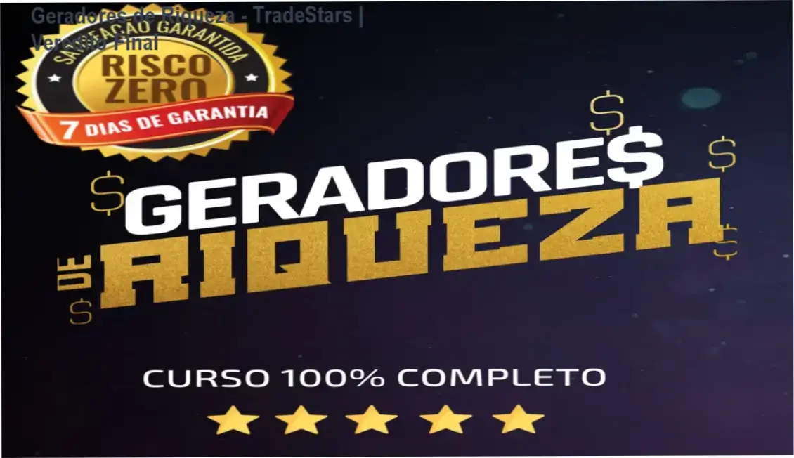 Capa do curso Geradores de Riqueza da TradeStars sobre educação financeira e investimentos