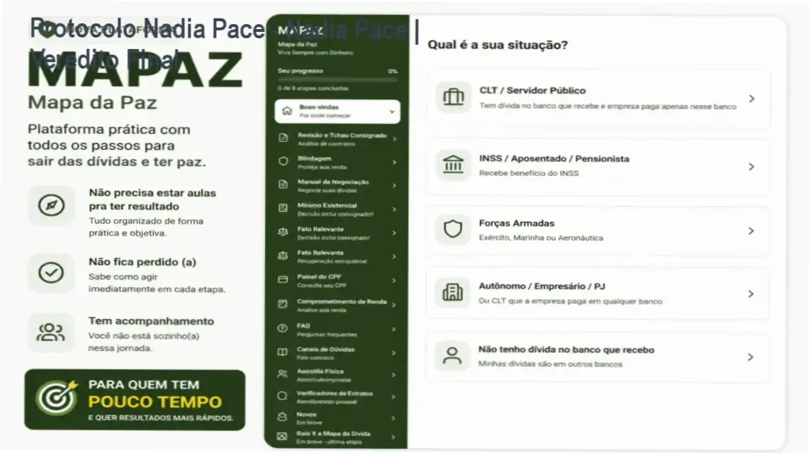 Capa do Protocolo Nadia Pace apresentando a metodologia de eliminação de dívidas